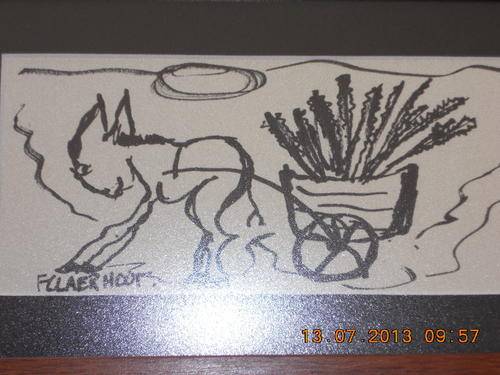 20x10cm Frans Claerhout, donkey with cart, certificate included