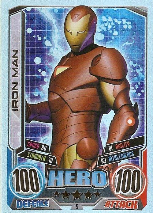 HERO ATTAX II 2012 AVENGERS - IRONMAN "RAINBOWL FOIL" CARD 5