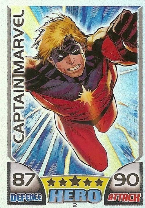 TOPPS HERO ATTAX - MARVEL UNIVERSE - CAPTAIN MARVEL "RAINBOW FOIL" CARD 2