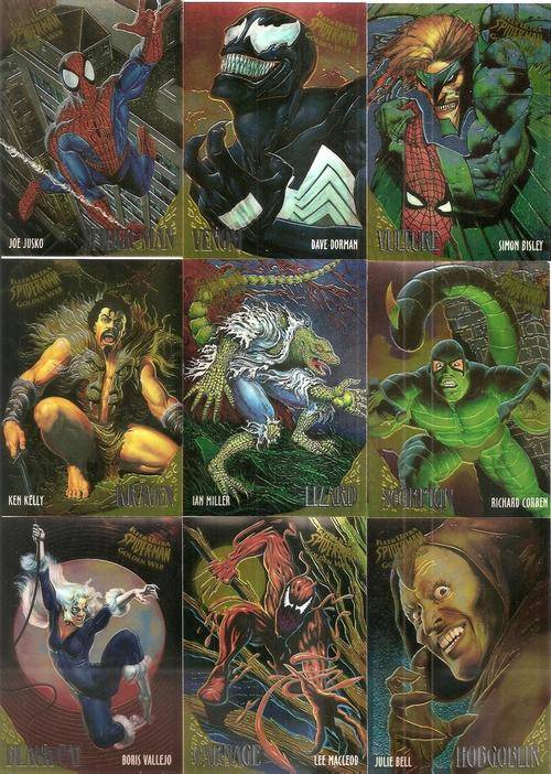 SPIDERMAN FLEER ULTRA 95 - COMPLETE "GOLDEN WEB" CHROME CHASE CARD SET of 9
