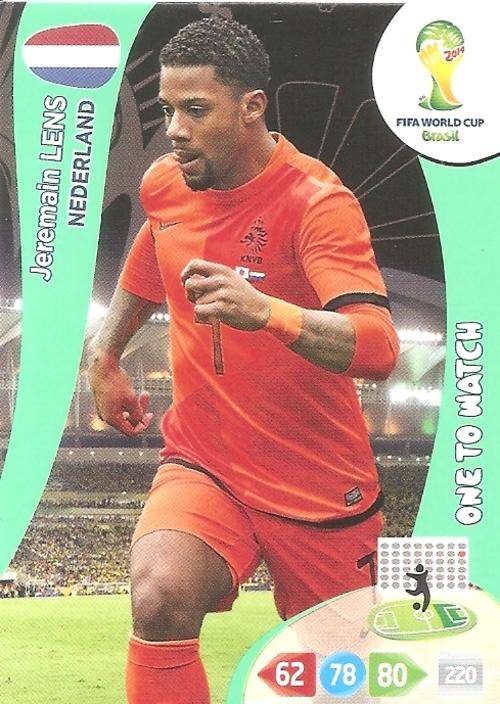 WORLD CUP 2014 ADRENALYN XL - JEREMAIN LENS "ONE TO WATCH" CARD