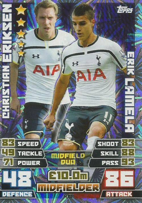 TOTTENHAM HOTSPURS  FC - MATCH ATTAX 2014/2015 - "DUO" FOIL CARD
