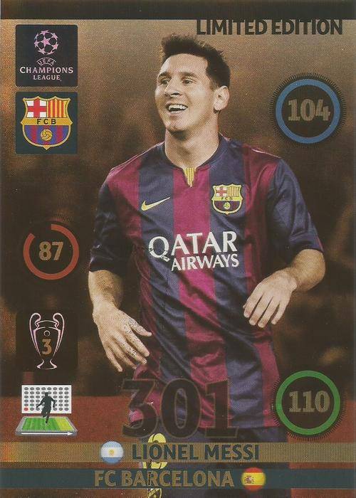 LIONEL MESSI - PANINI `CHAMPIONS LEAGUE` 2014/15 - RARE XXL JUMBO `LIMITED EDITION` TRADING CARD