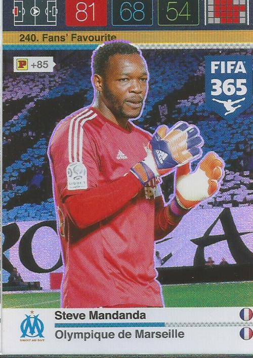 PANINI FIFA 365 - STEVE MANDANA - "FANS FAVOURITE" TRADING CARD