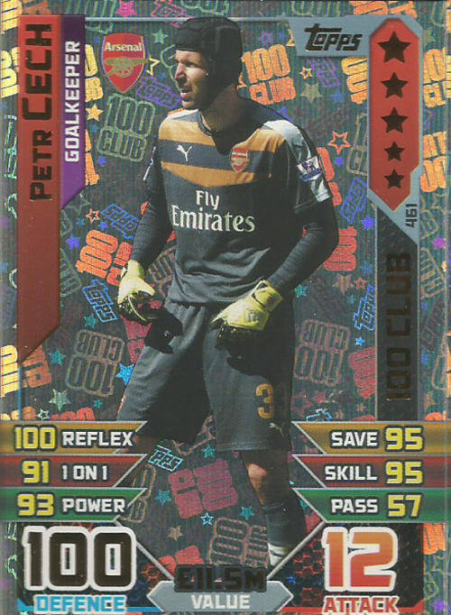 PETR CECH - MATCH ATTAX 2015/2016 - "CLUB 100" TRADING CARD