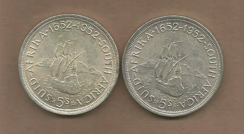 UNION of SOUTH AFRICA - SILVER CROWN 1952 - LOT of 2 - CIRCULATED - LOT A