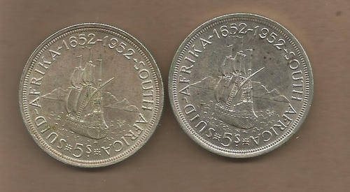UNION of SOUTH AFRICA - SILVER CROWN 1952 - LOT of 2 - CIRCULATED - LOT B