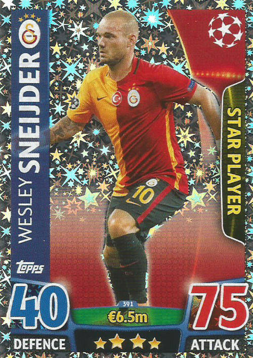 WESLEY SNEIDJER - CHAMPIONS LEAGUE  2015/16 - TOPPS - "STAR PLAYER" TRADING CARD