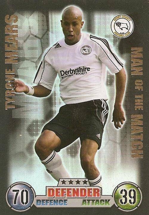 TYRONE MEARS - MATCH ATTAX 2007/08 - RARE  "MAN of the MATCH" TRADING CARD