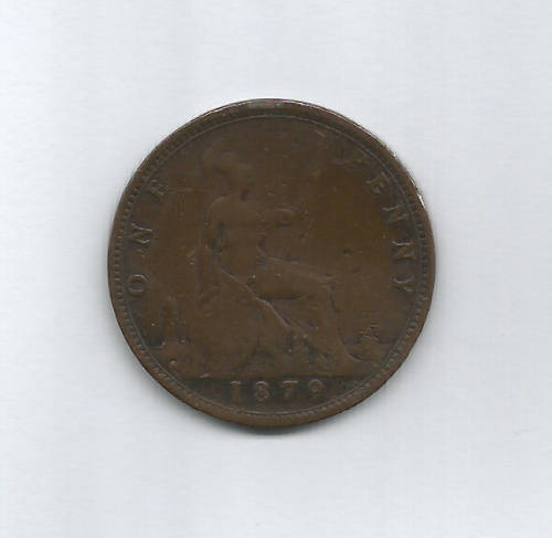 GREAT BRITAIN - 1879 ONE PENNY COIN - F. CONDITION