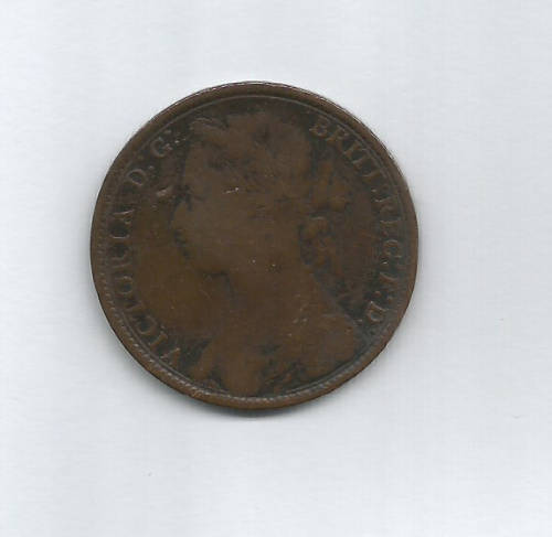 GREAT BRITAIN - 1879 ONE PENNY COIN - F. CONDITION