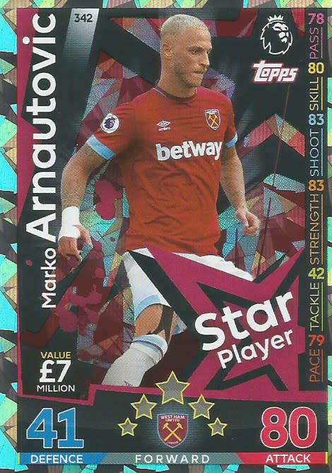 MARKO ARNAUTOVIC - MATCH ATTAX 2018/2019 - SILVER "STAR PLAYER" TRADING CARD