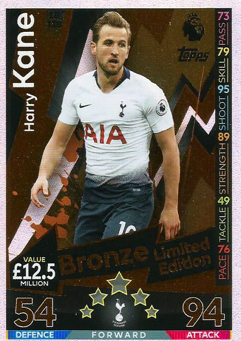 HARRY KANE - MATCH ATTAX EXTRA 2019 - BRONZE "LIMITED EDITION" TRADING CARD LE13B