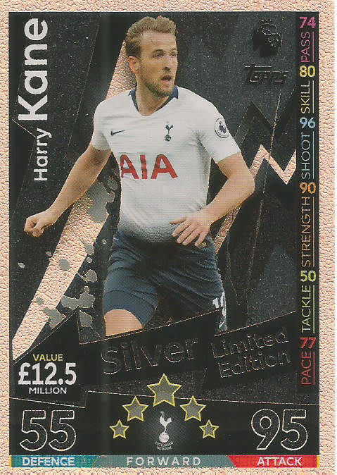 HARRY KANE - MATCH ATTAX EXTRA 2019 - SILVER "LIMITED EDITION" TRADING CARD LE13S