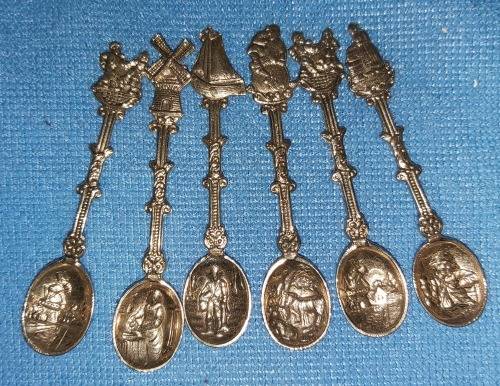 SPOONS - RARE SET of 6 "DUTCH MINIATURE SOUV. SPOONS" - COLLECTORS ITEM
