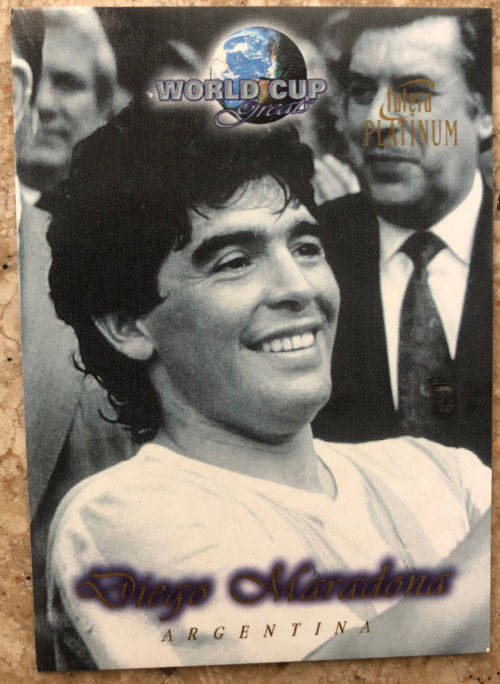 DIEGO MARADONA - FUTERA PLATINUM WORLD CUP 1998 - `RARE` TRADING CARD 27