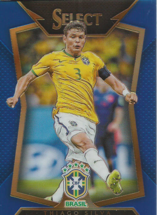 THIAGO SILVA - PANINI "PRIZM SELECT 2015" COLLECTION - "BLUE PLAID BASE" TRADING CARD 152 of 299