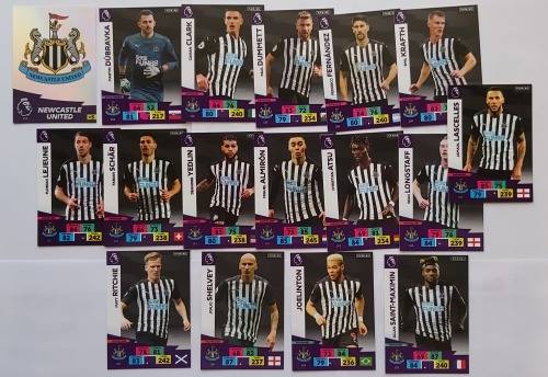 NEWCASTLE UNITED  - ENGLISH PREMIER LEAGUE 2020/2021 - TEAM SET of 18 `FOIL and BASE` TRADING CARDS