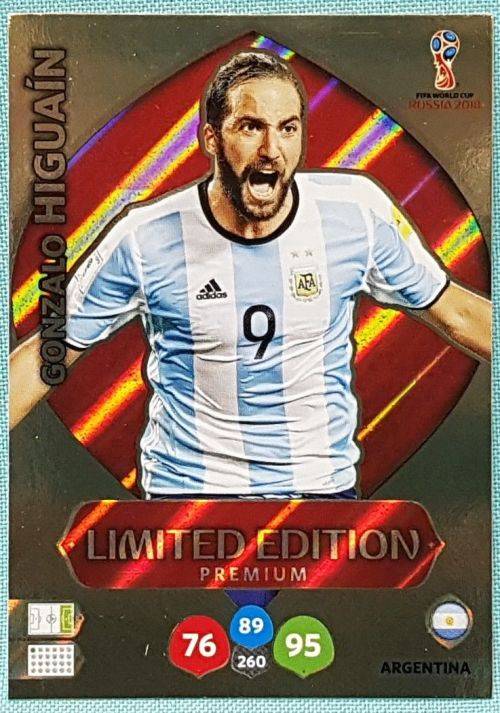 GONZALO HIGUAIN - PANINI FIFA WORLD CUP 2018 RUSSIA - `LIMITED EDITION` FOIL TRADING CARD