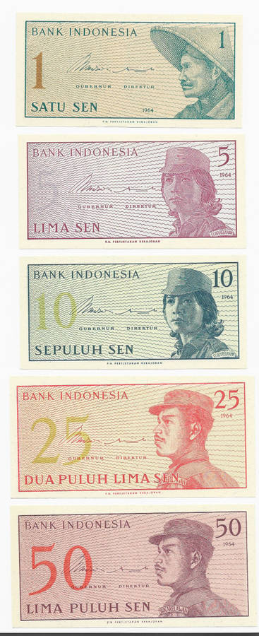 BANK of INDONESIA - LOT of 5 UNC BANK NOTE  - UNC
