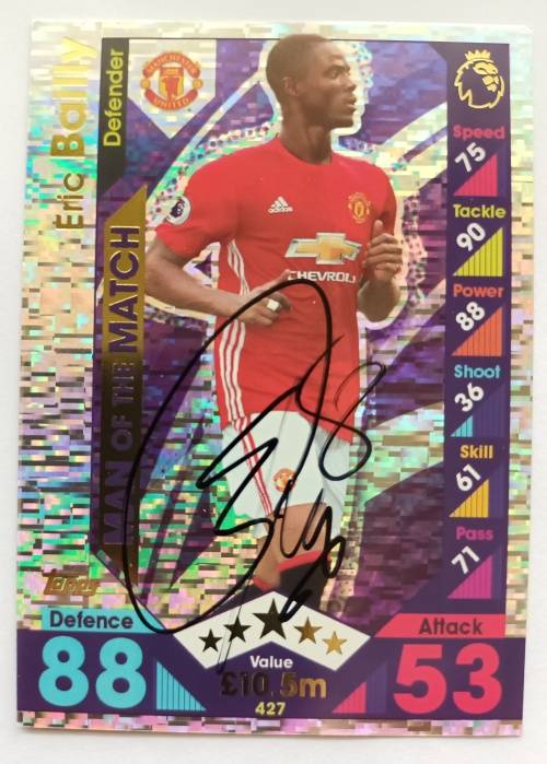 ERIC BAILLY (Man. United) - TOPPS `MATCH ATTAX` 2017 -  Personally `AUTOGRAPHED` TRADING CARD