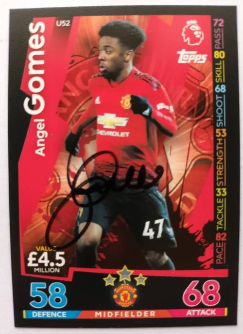 ANGEL GOMES (Man. United) - TOPPS `MATCH ATTAX` 2019 -  Personally `AUTOGRAPHED` TRADING CARD