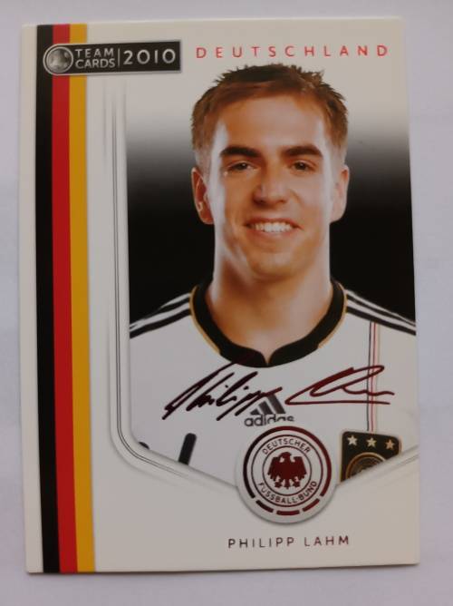 PHILIPP LAHM(Germany) - PANINI `Germany W/Cup 2010` Team -  Printed `AUTOGRAPHED` TRADING CARD