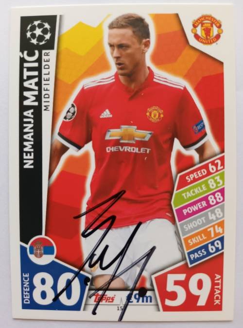 NEMANDJA MATIC (Man. United) - TOPPS `Champs League` 2017 -  Personally `AUTOGRAPHED` TRADING CARD