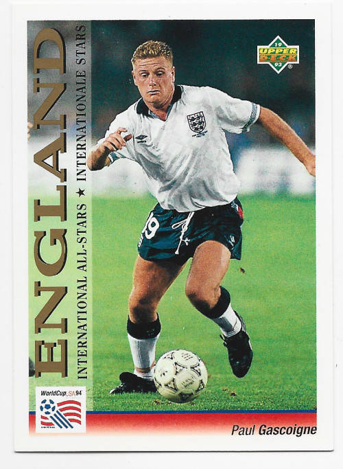 PAUL GASCOINE (England) - FIFA WORLD CUP 1994 USA `UPPER DECK`  - `STAR` TRADING CARD 107