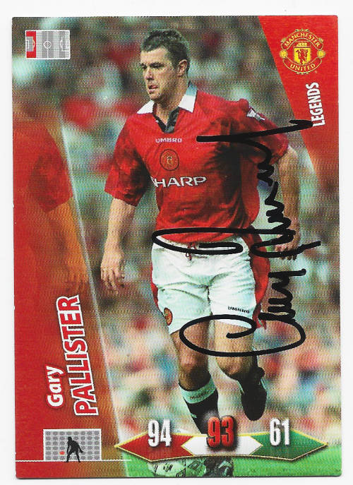 G. PALLISTER - PANINI `MANCHESTER UNITED 2011` COLLECTION - Personally Signed `LEGEND` Trading Card