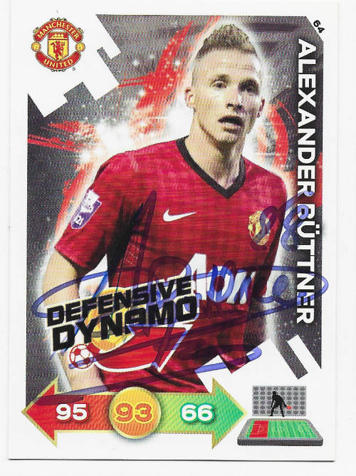 ALEX BUTTNER - PANINI `MANCHESTER UNITED 2013` COLLECTION - Personally Signed Trading Card