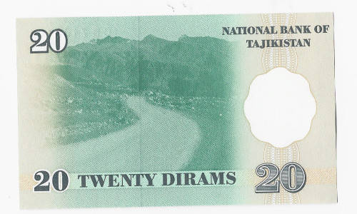 TAJIKISTAN BANK- 20 DIRAM BANK NOTE 1999 - UNC CONDITION