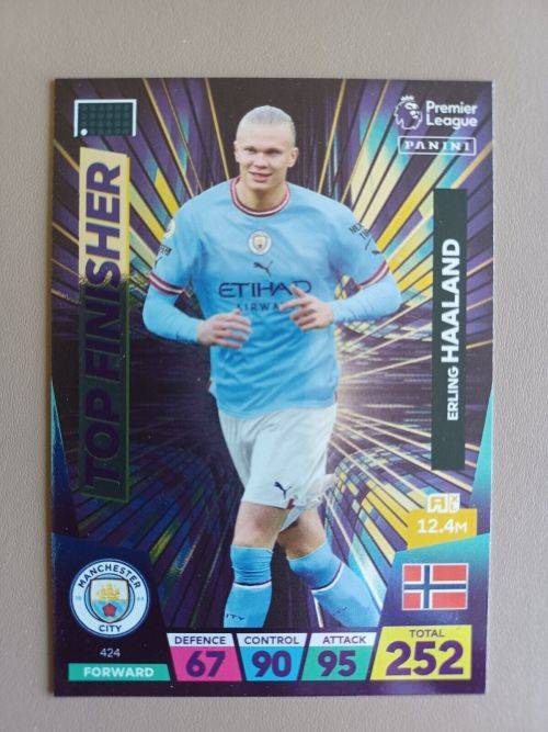 ERLING HAALAND - PANINI  English Premier League 2022/23 - `TOP FINNISHER` TRADING CARD 424