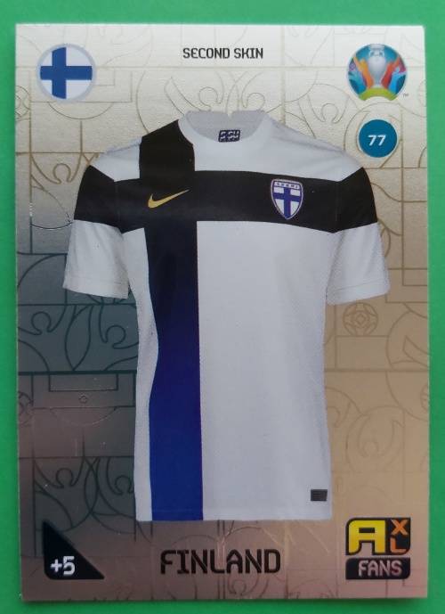 FINLAND - PANINI  `EURO 2020 KICK OFF` -  FOIL `SECOND SKIN FANS` TRADING CARD 77