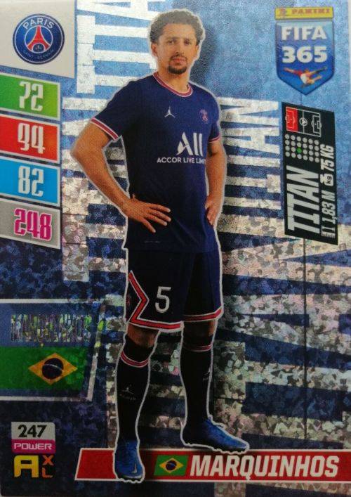 MARQUINHOS - PANINI `FIFA 365 COLLECTION` 2021/22 - SILVER `TITAN` TRADING CARD 247