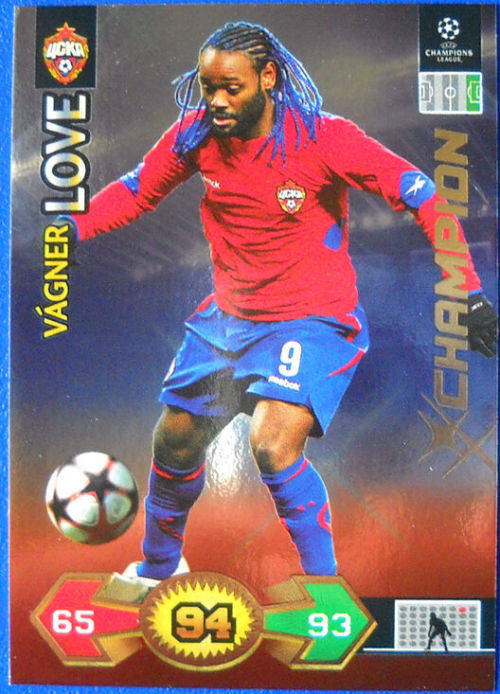 VAGNER LOVE - PANINI `CHAMPIONS LEAGUE S/STRIKES 2009/10` - RARE `CHAMPION`TRADING CARD