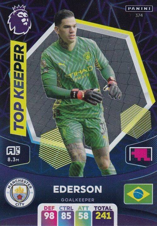 EDERSON - PANINI English Premier League 2023/24 -FOIL `TOP KEEPER` TRADING CARD 374