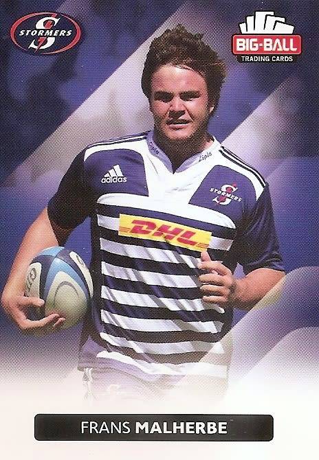 FRANS MALHERBE - BIG BALL RUGBY COLLECTION  2012 - THE STORMERS BASE TRADING CARD 175