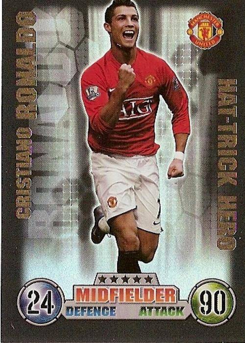 MATCH ATTAX EXTRA 07/08 - CRISTIANO RONALDO "VERY RARE" "HAT TRICK HERO" CARD