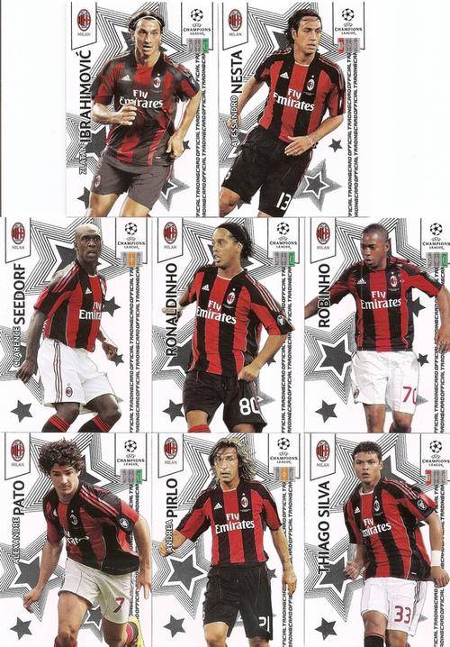 CHAMPIONS LEAGUE "PREMIUM" 2010/11 - AC MILAN BASE SET OF 8 CARDS