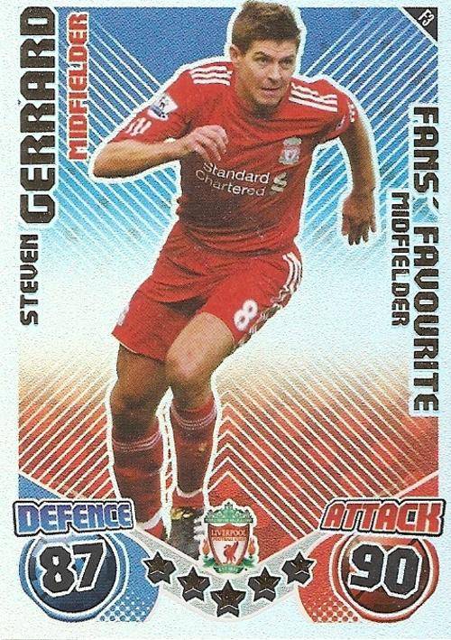MATCH ATTAX EXTRA 2010/11 - STEVEN GERRARD FANS FAVOURITE CARD