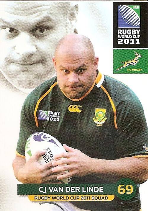 2011 RUGBY WORLD CUP COLLECTION - CJ VAN DER LINDE 69 BASE CARD