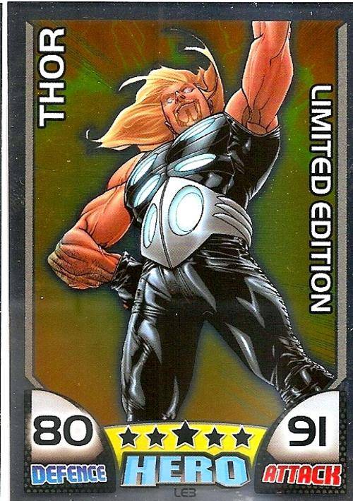TOPPS HERO ATTAX - MARVEL UNIVERSE - THOR "RARE" LIMITED EDITION CARD L3