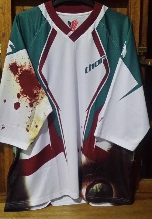 Thor Static MX Short Sleeve Jersey - Green & White Graphics