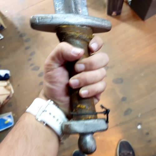 Large Metal Sword with Leather Wrapped Handle