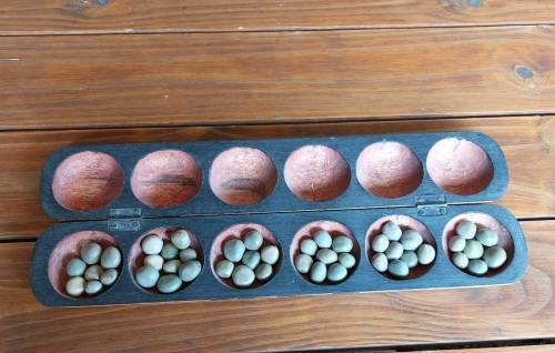 African Oware (Mancala) Seed Board Game