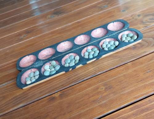 African Oware (Mancala) Seed Board Game