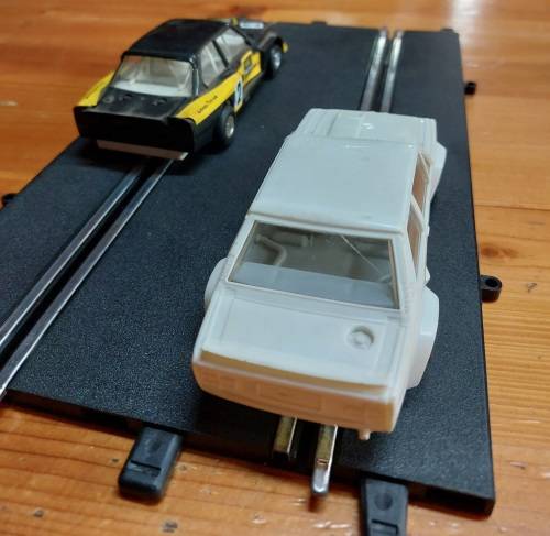 Polistil BMW & Polistil Fiat Scalextric Car - White car not running, to be used for spares