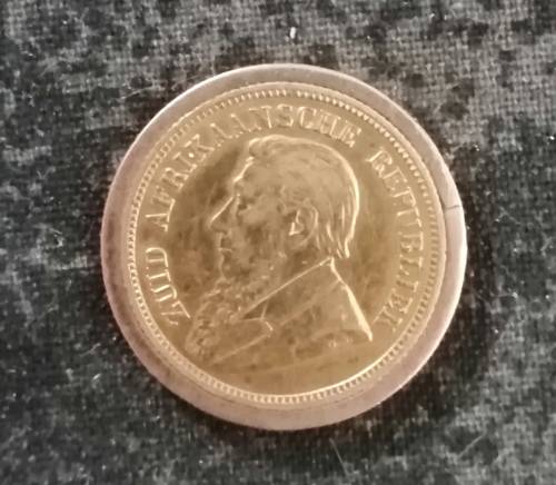 Half pond 1892 ZAR Kruger Gold coin double shaft