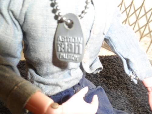 Hasbro palitoy Action Man with tag around his neck good condition fluffy hair